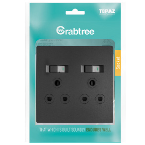 Crabtree Topaz Double Switched Socket Graphite 15232/249P