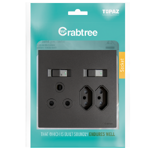 Crabtree Topaz Combo Switched Socket Graphite 15233/249P