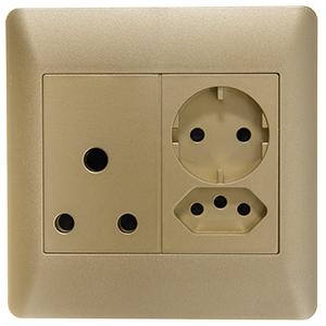 Lesco Apollo Socket 1x16A RSA + 1xV-Slim + 1x Schuko 100x100 AP44YXUN-EG