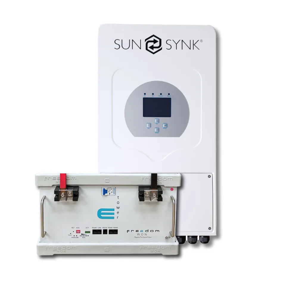 1 x 8kw Sunsynk Inverter + 1 x 5Kwh Freedom Won Etower